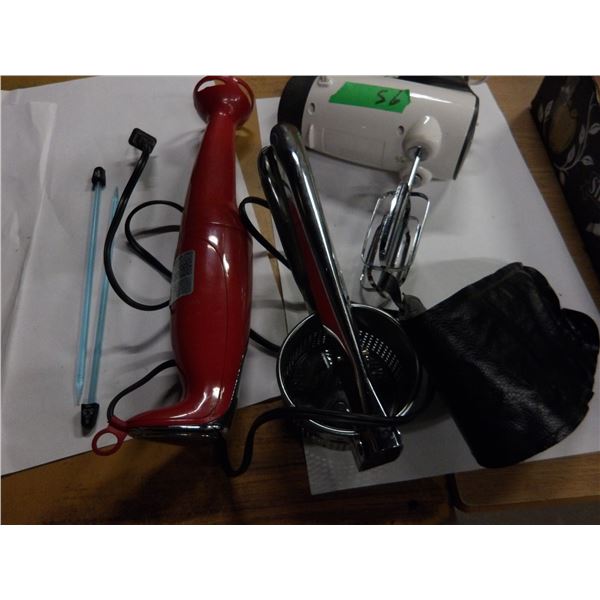 UNCLAIMED STORAGE:  2 HAND HELD MIXERS, RICER