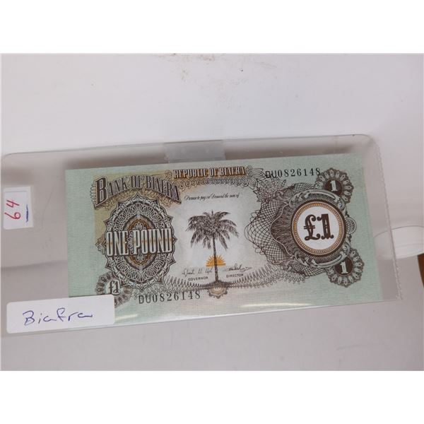 BANK OF BIAFRA UNCIRCULATED ONE POUND BANK NOTE