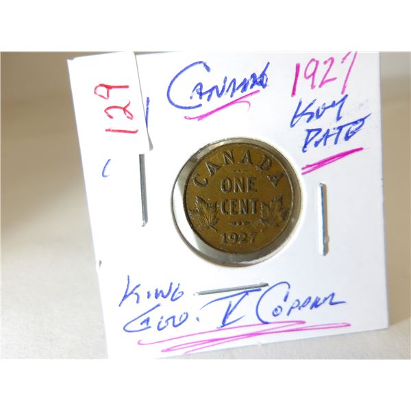 1927 CANADA KING GEORGE V KEYDATE COPPER