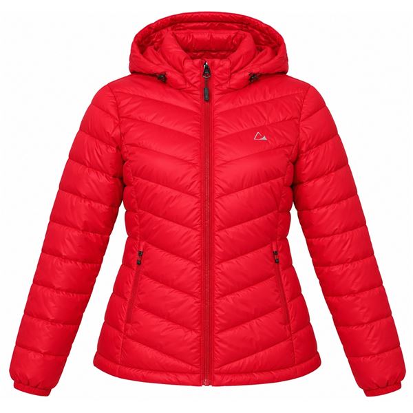 Paradox Women's Red Hooded Packable Down Jacket