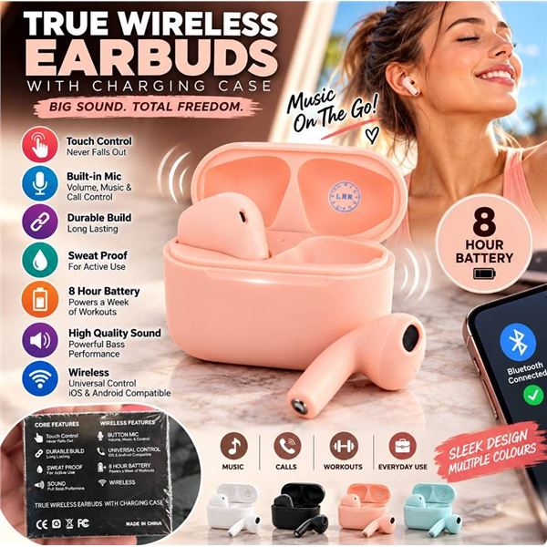 Wireless Earphones with Charging Case Pink