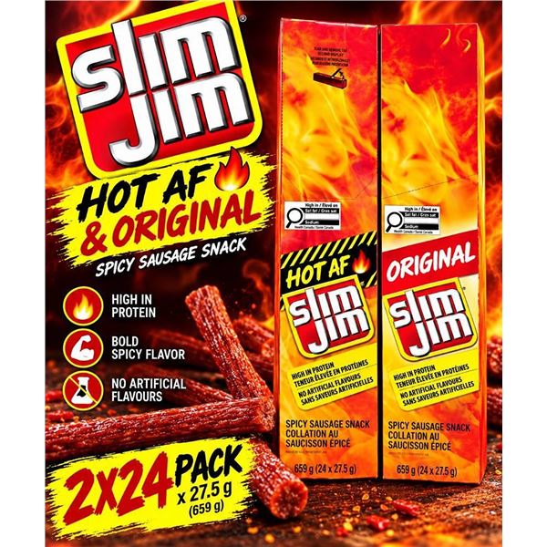 Slim Jim Spicy Sausage Snack 2X24 Pack Set
