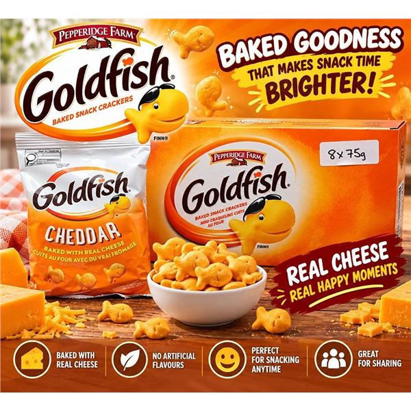 Goldfish Cheddar Crackers 8 x 75g Pepperidge Farm