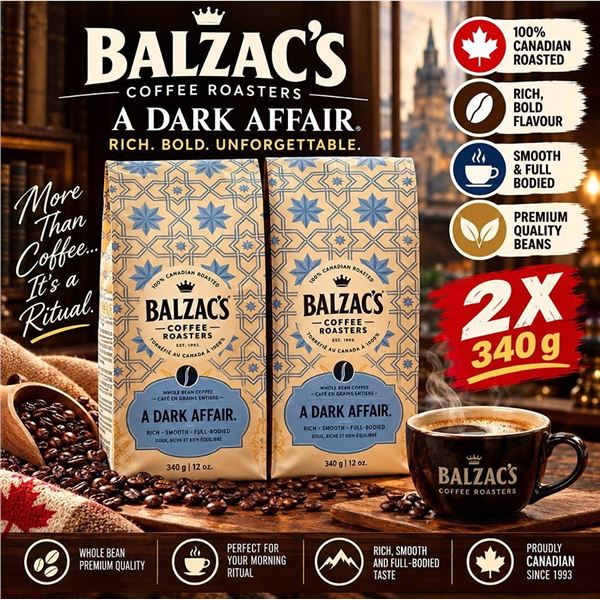 Balzac's A Dark Affair Whole Bean Coffee 2X340G