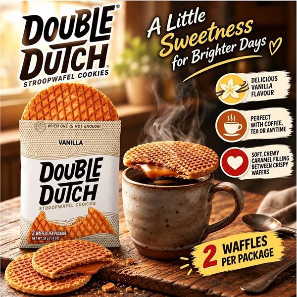Double Dutch Vanilla Stroopwafels 16x32g 2 Boxes