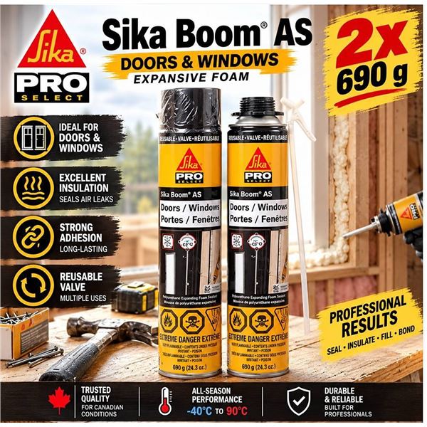 2 Sika Boom AS Foam 690g Cans Doors/Windows
