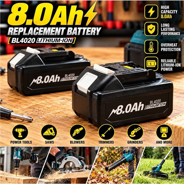 8.0Ah BL1830 Li-ion Cordless Tool Batteries 2pk