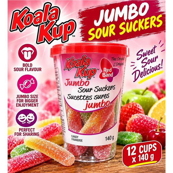 Koala Kup Jumbo Sour Suckers 12 x 140g