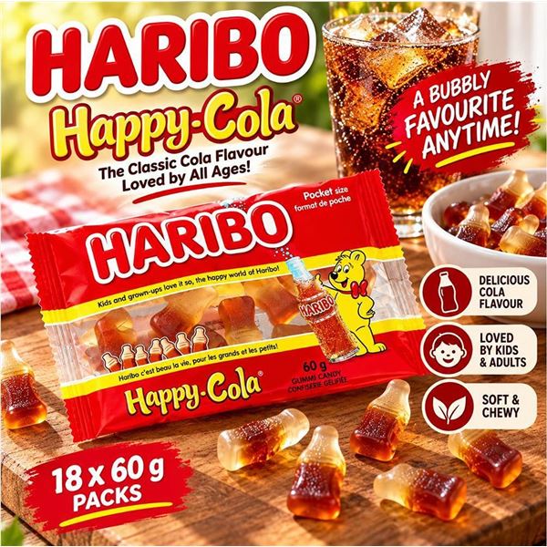 HARIBO Happy Cola Gummy Candies 16x60g Packs