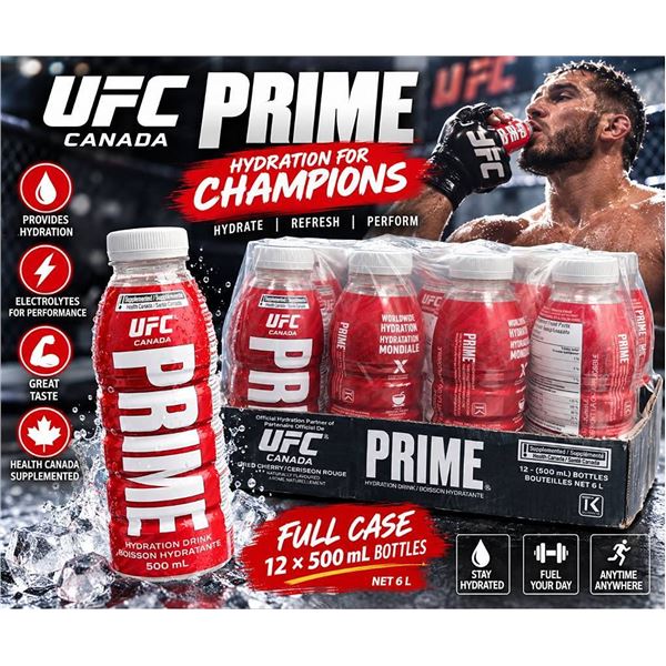 UFC Prime Hydration Drink 12x500mL Bottles