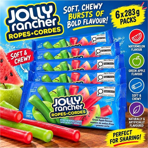 Packs Jolly Rancher Ropes Green Apple 6x283g