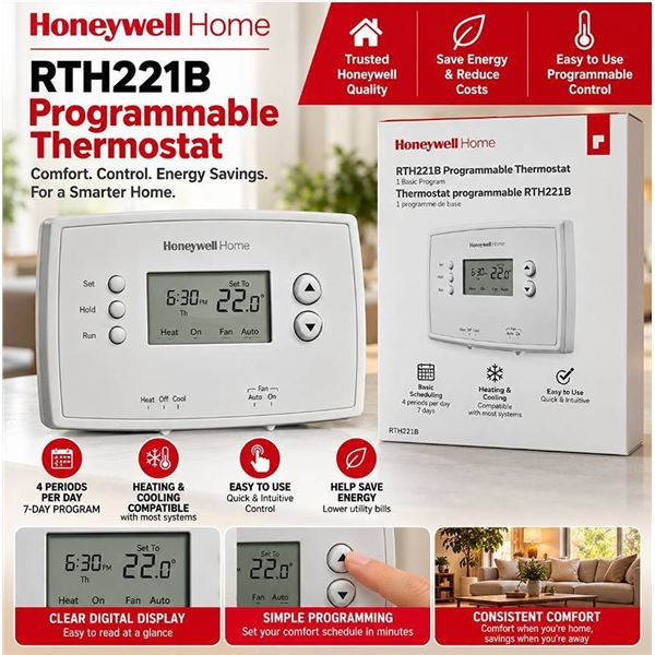 Honeywell RTH221B Programmable Thermostat