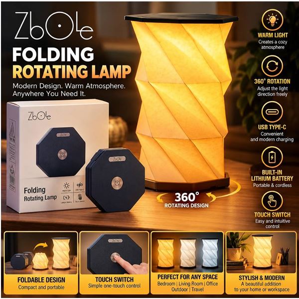 Zbole Folding Rotating Lamp USB Rechargeable