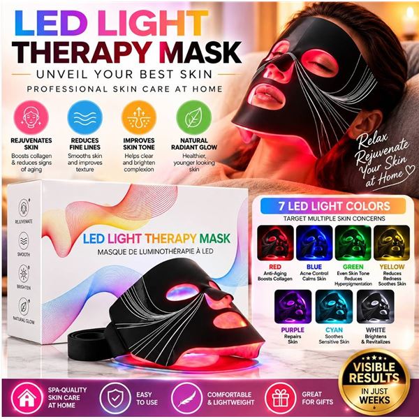 LED Light Therapy Mask, 7 Colours, Face Mask