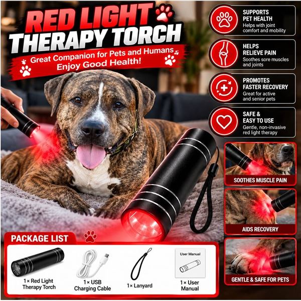 Red Light Therapy Torch Pen Black Rechargeable