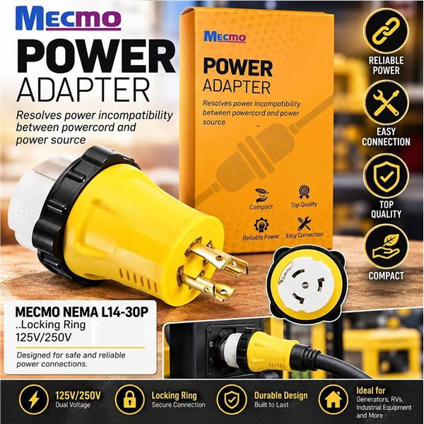 Mecmo NEMA L14-30P Power Adapter 125V 250V