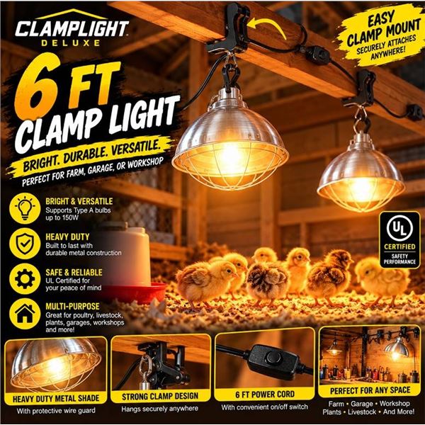 Lot of 2 - Simple Deluxe Clamp Light 6ft Model GP-093