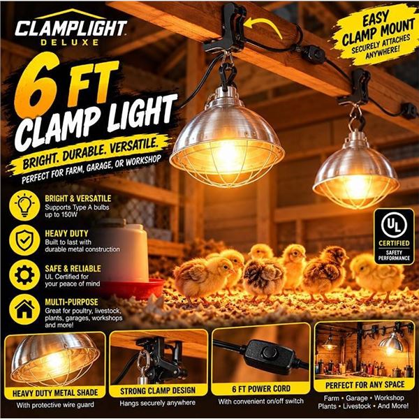 Lot of 2 - Simple Deluxe Clamp Light 6ft Model GP-093