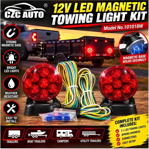 CZC Auto 12V LED Magnetic Towing Light Kit