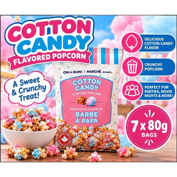 Cotton Candy Caramel Popcorn 7 Pack x 80g