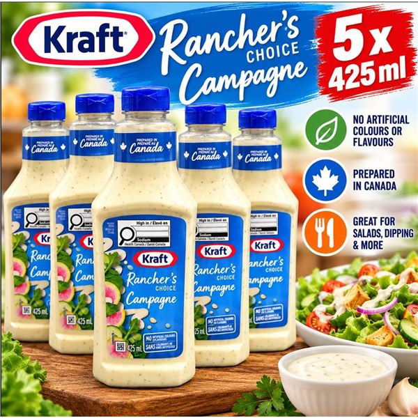 5 Kraft Rancher's Choice 425ml Salad Dressings