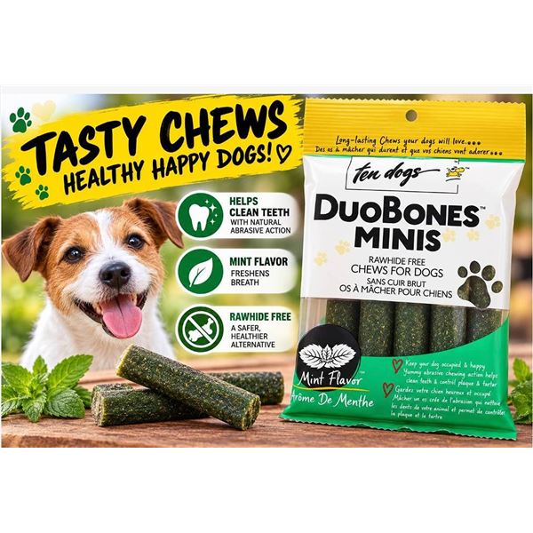 Ten Dogs DuoBones Minis Mint 24 x 100g Packs