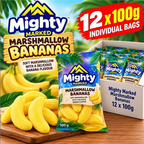 Mighty Marked Marshmallow Bananas 12x100g