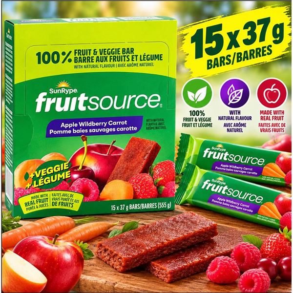 SunRype FruitSource Apple Wildberry Carrot Bars 15x37g