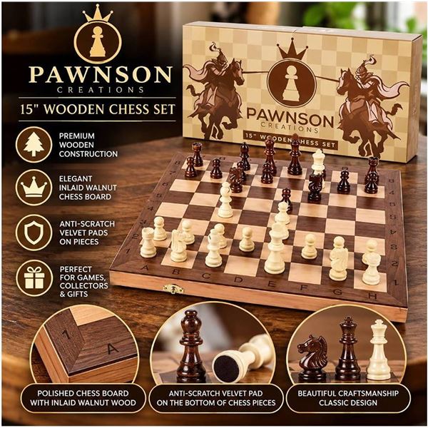 Pawnson Creations Boxed Chess Set 15" Foldable