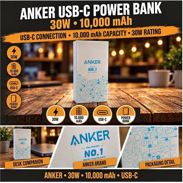 Anker 20K 30W Power Bank with USB-C Cable