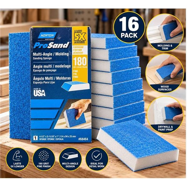 Norton ProSand 120 Grit Sanding Sponges 16 Pack