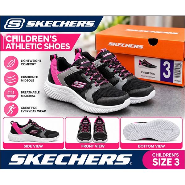 Skechers Swift Fit Black Purple Shoes Size 3 Children's