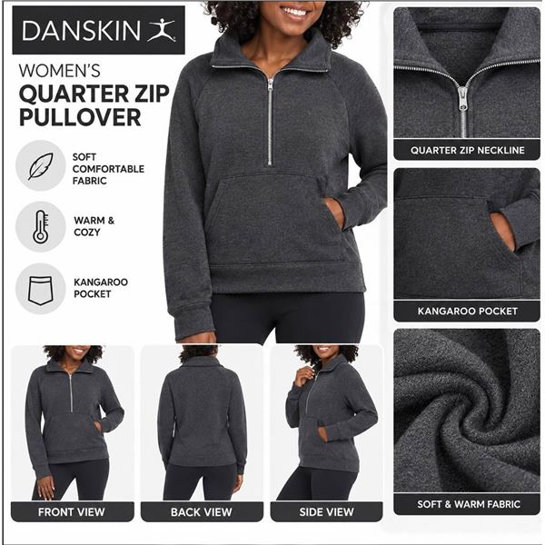 Danskin Womenâ€™s Half Zip Sweatshirt, Medium