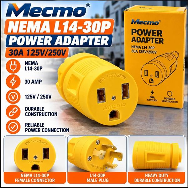 Mecmo NEMA L14-30P Power Adapter 30A 125V/250V