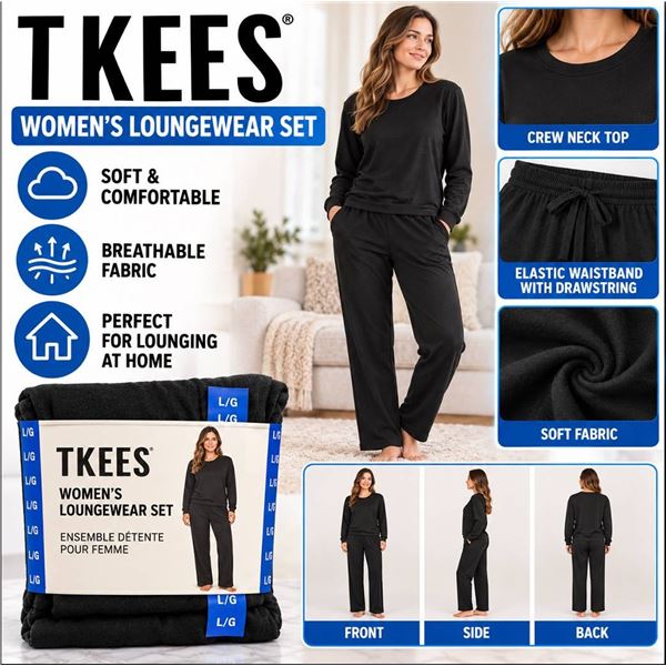 TKEES 2-Piece Black Lounge Set Size L/G