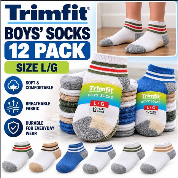 Trimfit 12-Pack Cotton Blend Socks M/M Colors May Vary