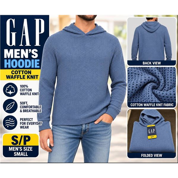 GAP Blue Waffle Knit Hoodie Size Small