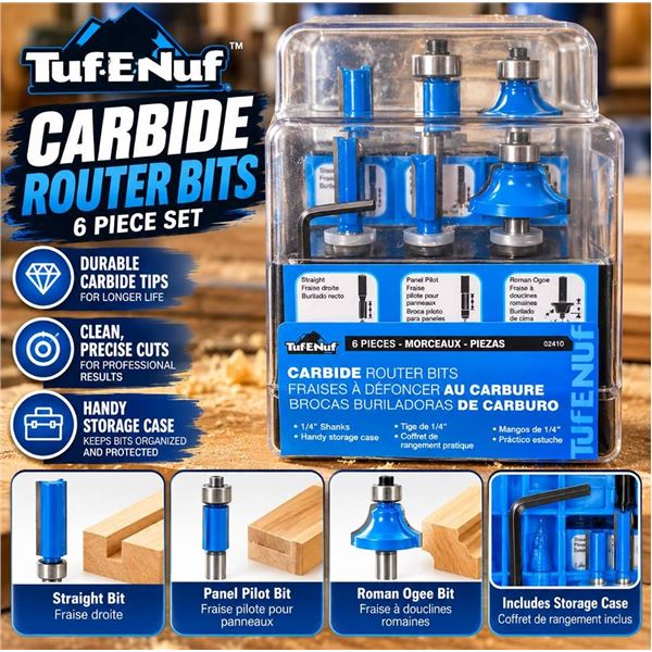 TUFENUF Carbide Router Bit Set, 6 Pieces
