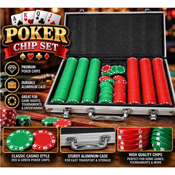 Poker Chip Set in Metal Carrying Case