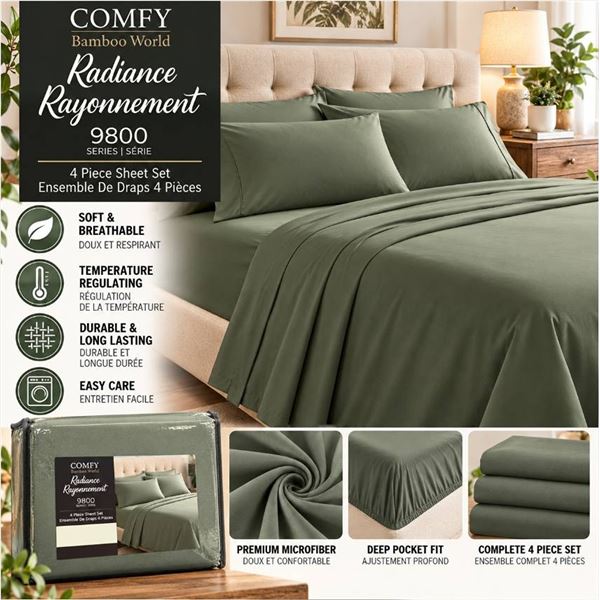 Comfy Bamboo Queen 4 Pc Sheet Set 9800 Series