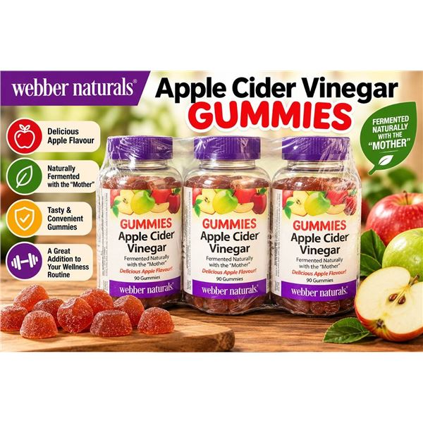 Webber Naturals Apple Cider Vinegar Gummies 3 Pack