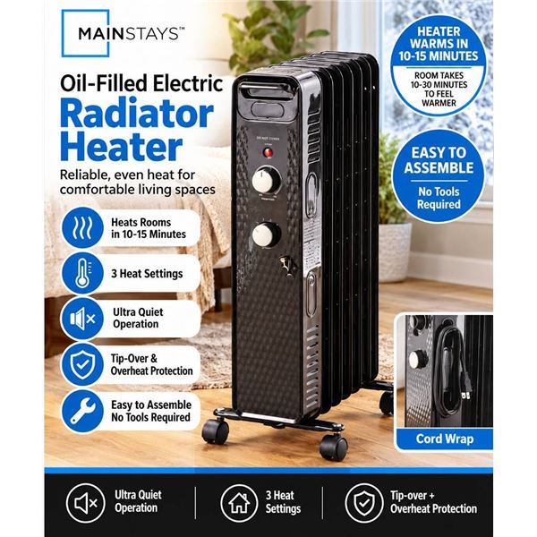 Mainstays Oil-Filled Electric Radiator Heater