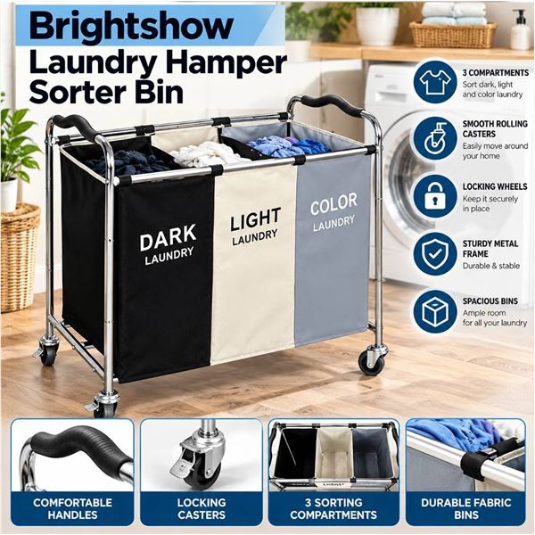Brightshow Laundry Hamper Sorter Bin