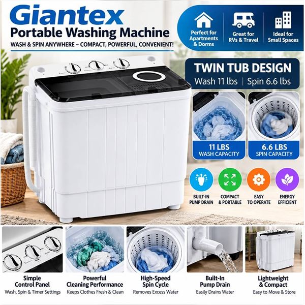 Twin-Tub Compact Washing Machine/ Spinner