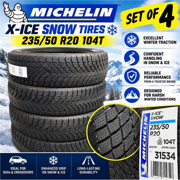 Set of 4 Michelin X-Ice Snow Tires 235/50 R20 104T