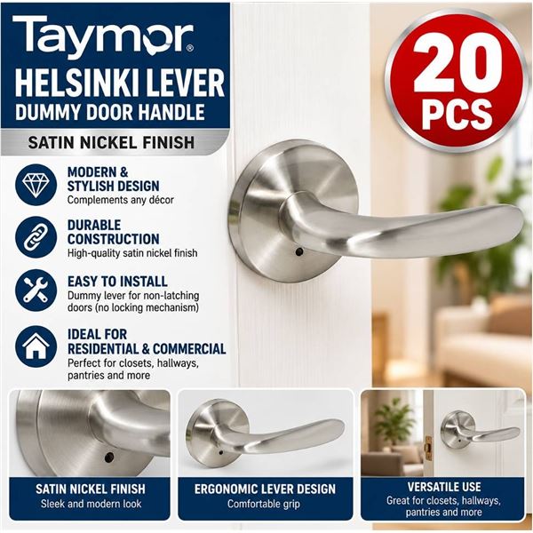 Taymor Helsinki Dummy Chrome Door Levers, 20pcs