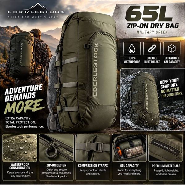 Eberlestock 65L Zip-On Dry Bag Military Green