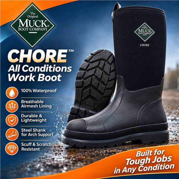 Muck Chore Hi Waterproof Rubber Work Boot US 9