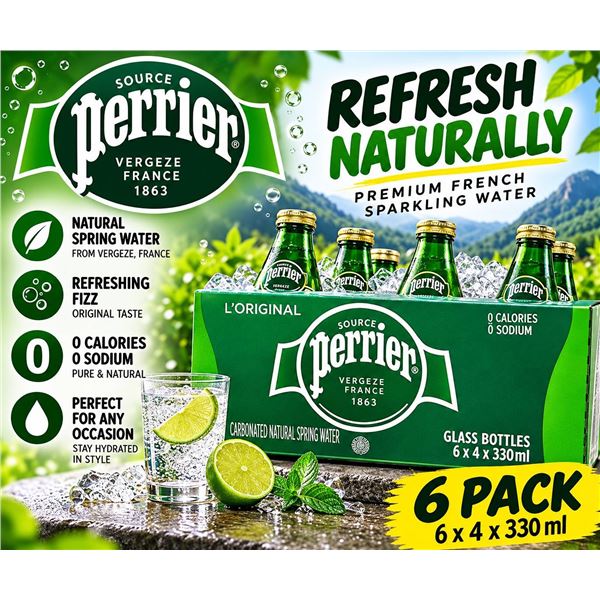 Perrier Glass Bottles 6 Pack 330ml Each
