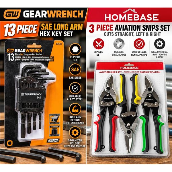 GearWrench Hex Key Set & Homebase Aviation Snips
